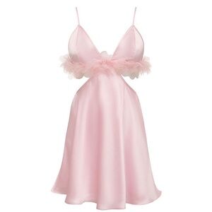 For Love and Lemons Chiffon Trim Satin Slip Dress
